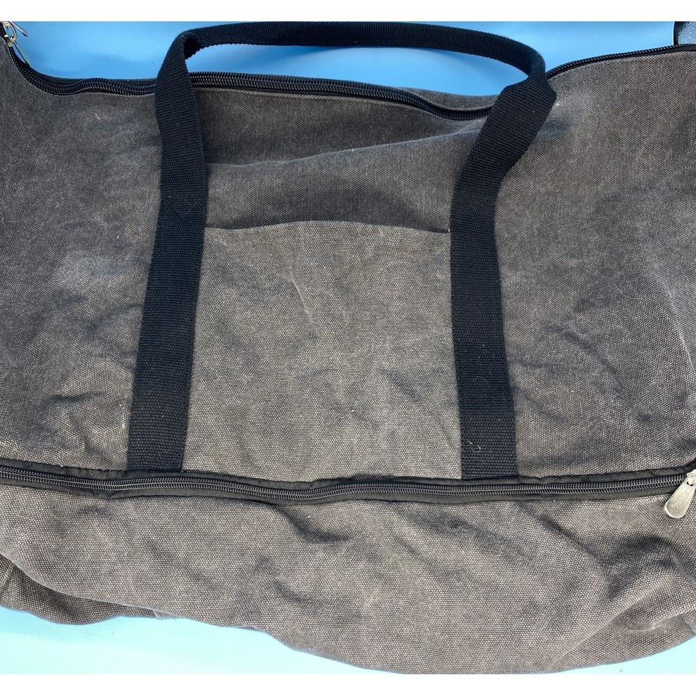 Lo & Sons Catalina Deluxe Weekender Tote Bag Gray Organic Canvas Travel Duffle